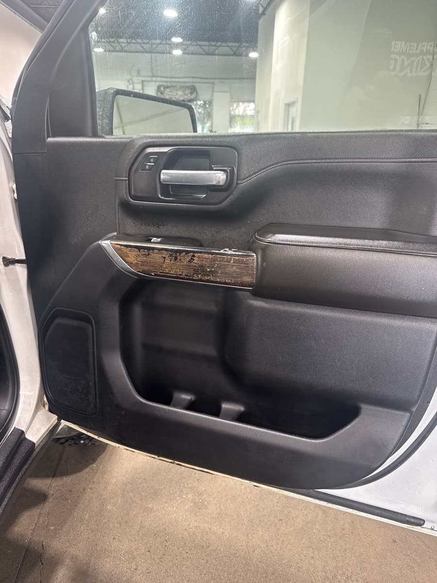 Leather seat conditioning and interior surface cleaning during vehicle detail